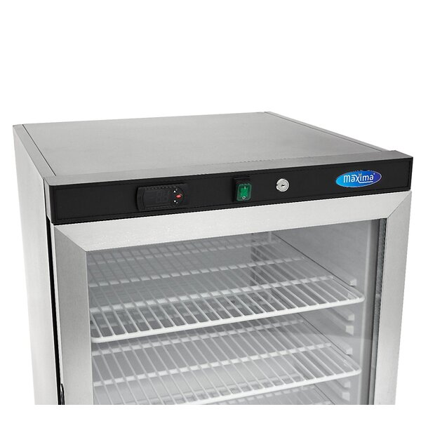 Koelkast zwart met glas | 1 Draaideur | 130 Liter Capaciteit | 3 Roosters | 0.21kW (230V) | 600x590x850(h)mm