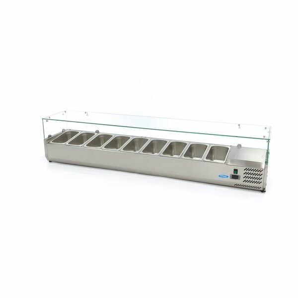 Opzetkoelvitrine | 9x 1/3 GN | Statische koeling | 0.2kW (230V) | 2000x395x435(h)mm