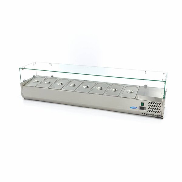 Opzetkoelvitrine | 8x 1/3 GN | Statische koeling | 0.2kW (230V) | 1800x395x435(h)mm