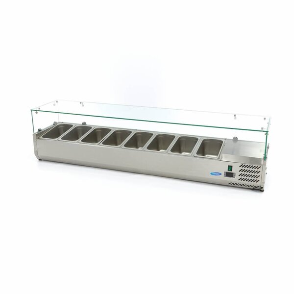 Opzetkoelvitrine | 8x 1/3 GN | Statische koeling | 0.2kW (230V) | 1800x395x435(h)mm