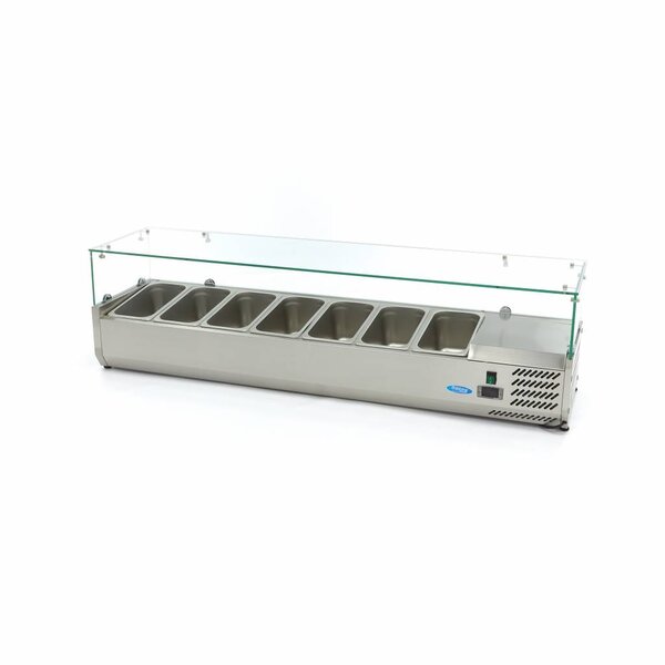 Opzetkoelvitrine | 7x 1/3 GN | Statische koeling | 0.2kW (230V) | 1600x395x435(h)mm