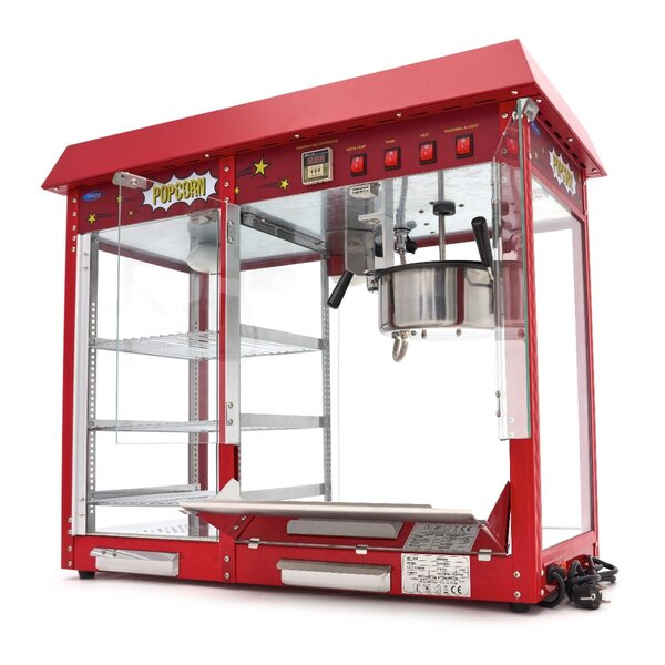 Popcorn Machine | 3 Draaideuren | Gecoat Staal/Glas | Rood | 1.7kW (230V) | 900x420x760(h)mm
