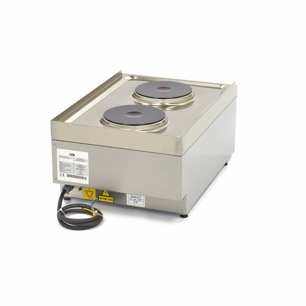 Kookplaat Horeca Elektrisch | 90–450°C | RVS/Gietijzer | Twee pitten | 3.5kW (230V) | 400x600x240(h)mm