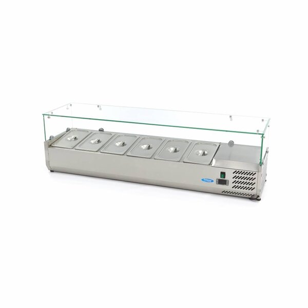 Opzetkoelvitrine | 6x 1/3 GN | Statische koeling | 0.2kW (230V) | 1500x395x435(h)mm
