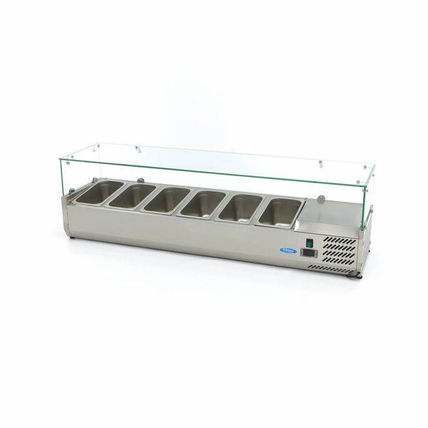 Opzetkoelvitrine | 6x 1/3 GN | Statische koeling | 0.2kW (230V) | 1500x395x435(h)mm