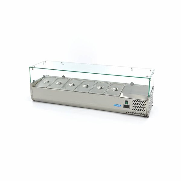Opzetkoelvitrine | 6x 1/3 GN | Statische koeling | 0.2kW (230V) | 1400x395x435(h)mm