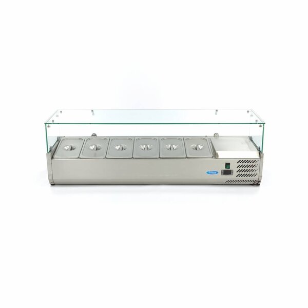 Opzetkoelvitrine | 6x 1/3 GN | Statische koeling | 0.2kW (230V) | 1400x395x435(h)mm
