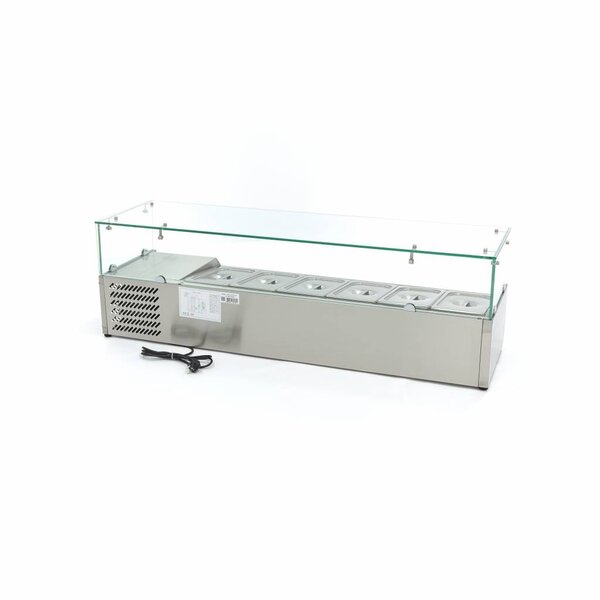 Opzetkoelvitrine | 6x 1/3 GN | Statische koeling | 0.2kW (230V) | 1400x395x435(h)mm
