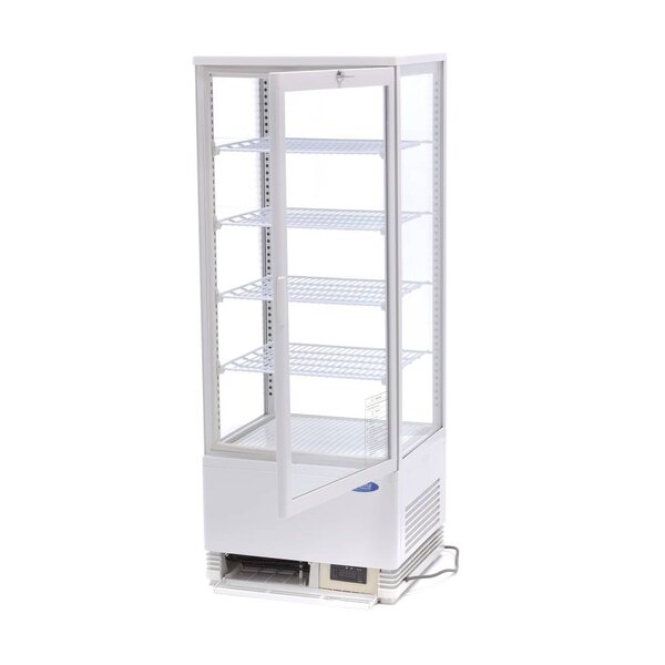 Koelvitrine | 1 Draaideur | 105 Liter Capaciteit | 4 Roosters | 0.18kW (230V) | 428x386x1110(h)mm