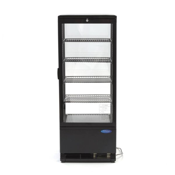 Koelvitrine | 1 Draaideur | 105 Liter Capaciteit | 4 Roosters | 0.18kW (230V) | 428x386x1110(h)mm