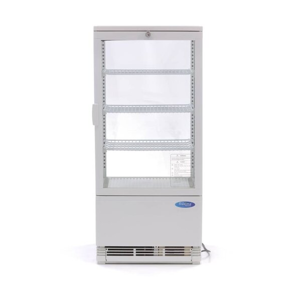 Mini Koelvitrine | 1 Draaideur | 84 Liter Capaciteit | 3 Roosters | 0.18kW (230V) | 428x386x960(h)mm