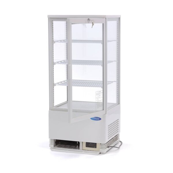 Mini Koelvitrine | 1 Draaideur | 84 Liter Capaciteit | 3 Roosters | 0.18kW (230V) | 428x386x960(h)mm