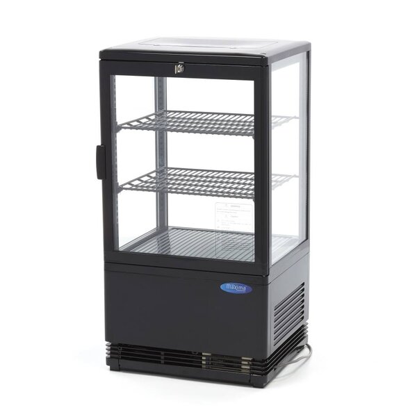 Mini Koelvitrine | 1 Draaideur | 64 Liter Capaciteit | 2 Roosters | 0.18kW (230V) | 428x386x810(h)mm