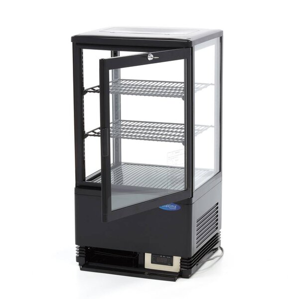 Mini Koelvitrine | 1 Draaideur | 64 Liter Capaciteit | 2 Roosters | 0.18kW (230V) | 428x386x810(h)mm
