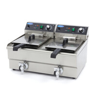 Maxima Dubbele frituurpan | 50–200°C | RVS | Instelbare thermostaat | 6kW (230V) | 630x490x360(h)mm 