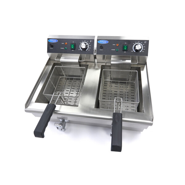 Dubbele frituurpan | 50–200°C | RVS | Instelbare thermostaat | 6kW (230V) | 630x490x360(h)mm