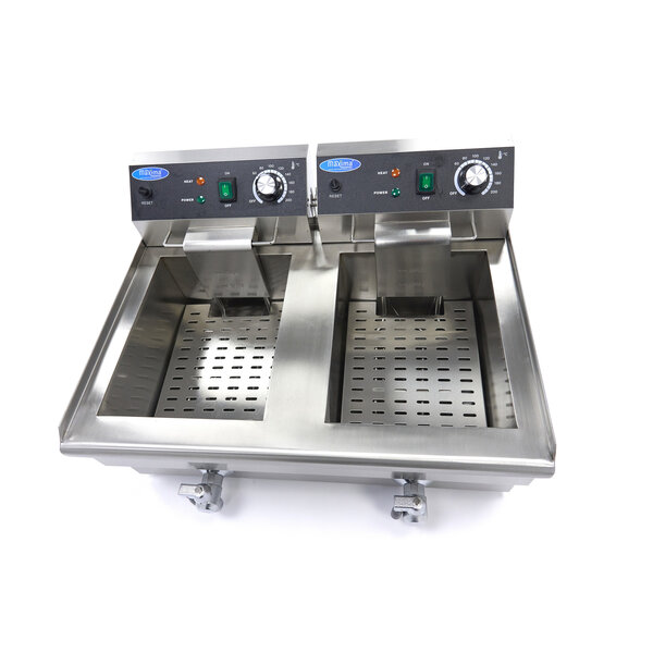Dubbele frituurpan | 50–200°C | RVS | Instelbare thermostaat | 6kW (230V) | 630x490x360(h)mm