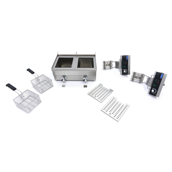 Dubbele frituurpan | 50–200°C | RVS | Instelbare thermostaat | 6kW (230V) | 630x490x360(h)mm