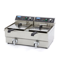 Maxima Frituurpan dubbele | 50–200°C | RVS | Tapkraan | 6kW (230V) | 686x530x385(h)mm