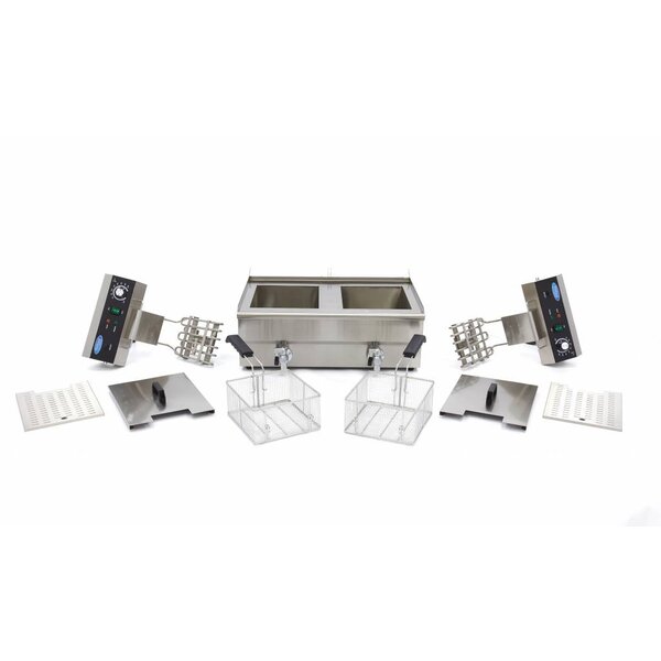 Frituurpan dubbele | 50–200°C | RVS | Tapkraan | 6kW (230V) | 686x530x385(h)mm