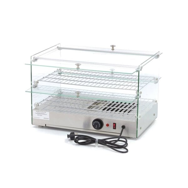 Warmhoudvitrine | 2 Deuren | 48 Liter Capaciteit | 2 Roosters | 0.8kW (230V) | 554x361x376(h)mm
