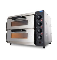 Maxima Pizza Oven | 2 Deuren | 2 Compartimenten | RVS/Metaal/Glas | 3kW (230V) | 580x580x450(h)mm