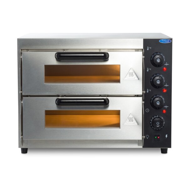 Pizza Oven | 2 Deuren | 2 Compartimenten | RVS/Metaal/Glas | 3kW (230V) | 580x580x450(h)mm