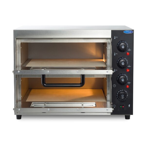 Pizza Oven | 2 Deuren | 2 Compartimenten | RVS/Metaal/Glas | 3kW (230V) | 580x580x450(h)mm