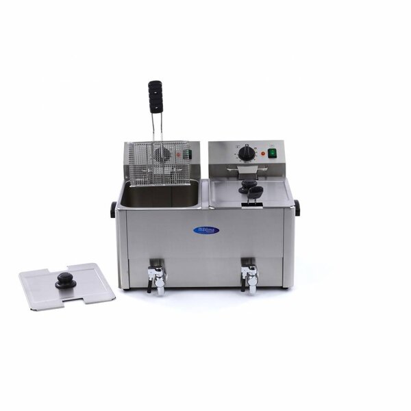 Frituurpan horeca | RVS | Twee aparte bakken | Tapkranen | 6.4kW (230V) | 600x460x390(h)mm