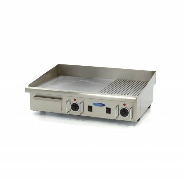 Elektrische grillplaat | 50–300°C | RVS | RVS spatschermen | 4.4kW (400V) | 740x520x240(h)mm