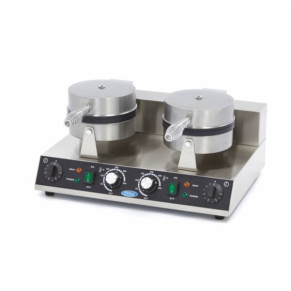 Wafelijzer hartjes | 50–300°C | RVS | Dubbel wafelijzer | 2kW (230V) | 520x380x270(h)mm