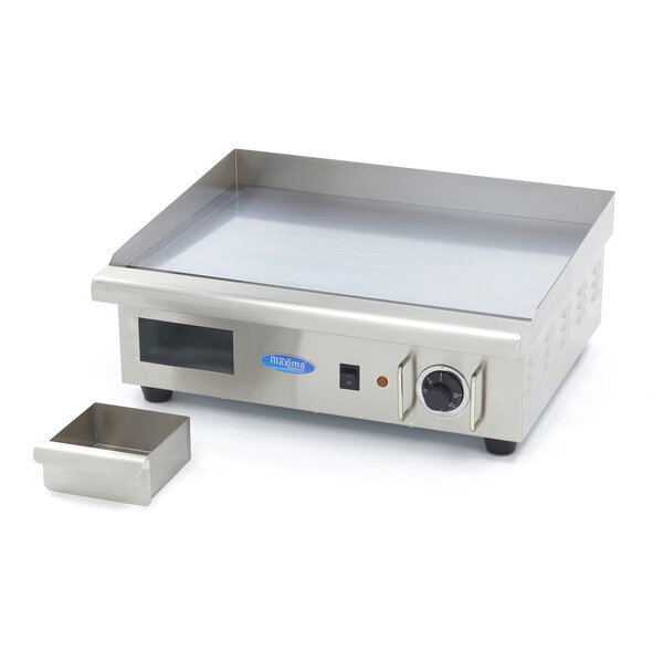 Elektrische grillplaat | 50–300°C | RVS | Gladde chromen bakplaat | 3kW (230V) | 555x475x220(h)mm