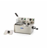 Maxima Dubbele horeca friteuse | RVS | RVS behuizing | Instelbare thermostaat | 5kW (230V) | 500x380x310(h)mm 