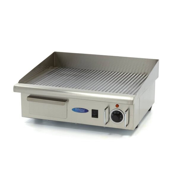 Elektrische grillplaat | 50–300°C | RVS | Gegroefde bakplaat | 3kW (230V) | 560x470x250(h)mm