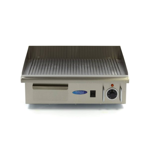 Elektrische grillplaat | 50–300°C | RVS | Gegroefde bakplaat | 3kW (230V) | 560x470x250(h)mm