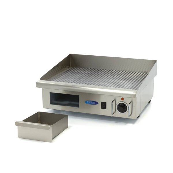Elektrische grillplaat | 50–300°C | RVS | Gegroefde bakplaat | 3kW (230V) | 560x470x250(h)mm
