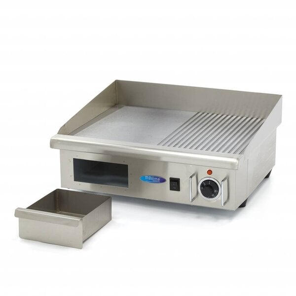 Elektrische grillplaat | 50–300°C | RVS | RVS spatschermen | 3kW (230V) | 560x470x250(h)mm