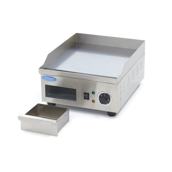Elektrische grillplaat | 50–300°C | RVS | Gladde bakplaat chroom | 2kW (230V) | 360x450x220(h)mm
