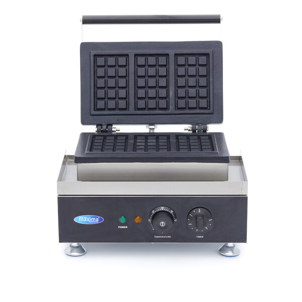 Wafelijzer | 50–300°C | RVS | Drie wafels tegelijk | 1.75kW (230V) | 380x315x275(h)mm