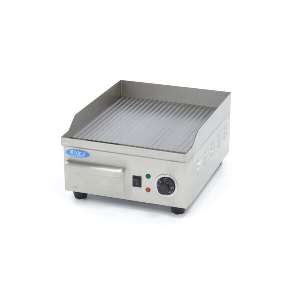 Elektrische grillplaat | 50–300°C | RVS | Gegroefde bakplaat | 2kW (230V) | 360x450x220(h)mm