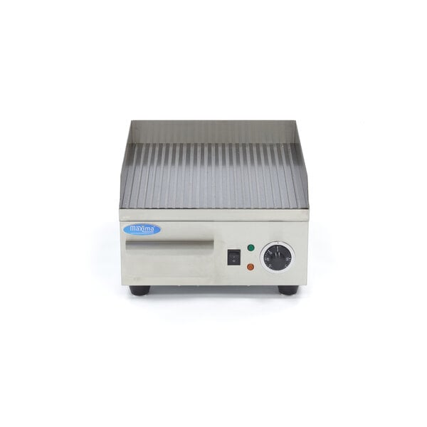 Elektrische grillplaat | 50–300°C | RVS | Gegroefde bakplaat | 2kW (230V) | 360x450x220(h)mm