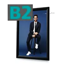 Luxus Kliklijst | STANDARD | Aluminium | Zwart | B2-Formaat | Rand 25mm | Incl. Wandbevestiging