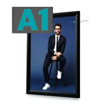Luxus Kliklijst | STANDARD | Aluminium | Zwart | A1-Formaat | Rand 25mm | Incl. Wandbevestiging 