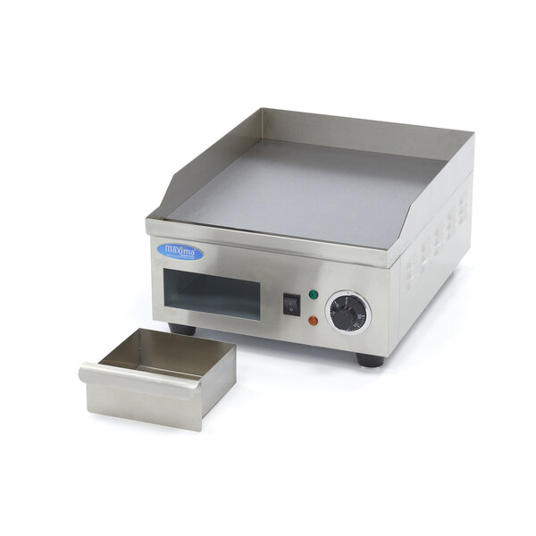 Elektrische grillplaat glad | 50–300°C | RVS | RVS behuizing | 2kW (230V) | 360x450x220(h)mm