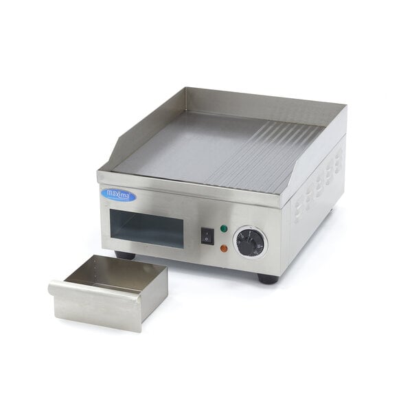 Elektrische grillplaat | 50–300°C | RVS | RVS spatschermen | 2kW (230V) | 360x450x220(h)mm