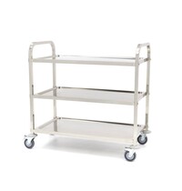 Maxima Serveerwagen | 3 RVS werkbladen | Vier zwenkwielen | Waterkering | 950x510x940(h)mm