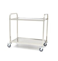 Maxima Serveerwagen | 2 RVS werkbladen | Vier zwenkwielen | Waterkering | 940x510x950(h)mm