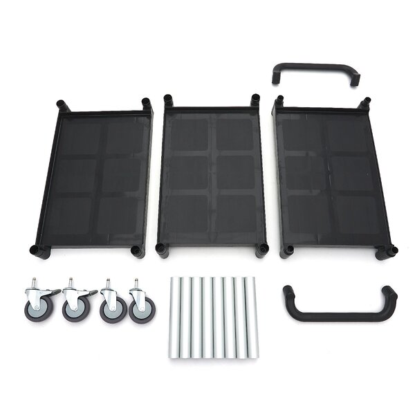 Serveerwagen | Aluminium/Kunststof | Aluminium constructie | Drie kunststof werkbladen | 865x425x930(h)mm