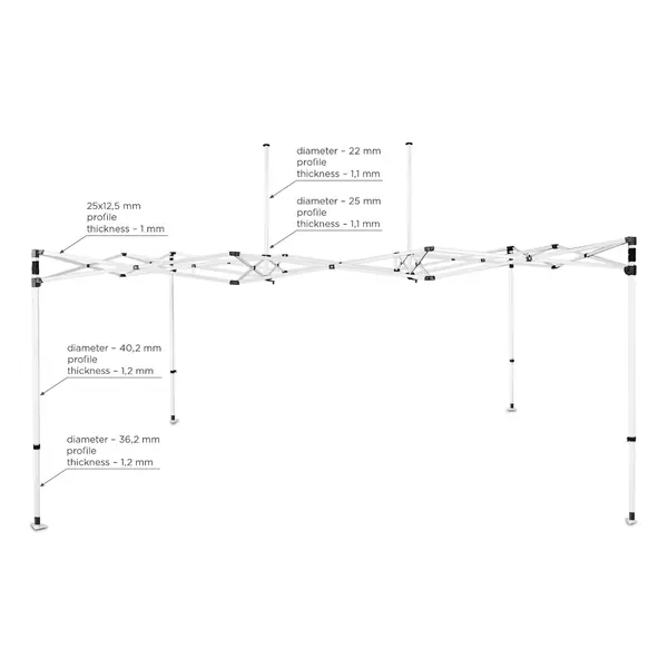 Opvouwbaar Partytentframe | BLANC | Staal | Wit | Incl. Roltas | 4500x3000x3430(h)mm