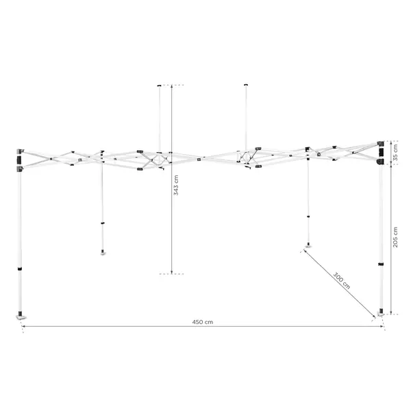 Opvouwbaar Partytentframe | BLANC | Staal | Wit | Incl. Roltas | 4500x3000x3430(h)mm